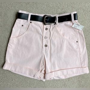 NWT, Authentic Vintage 80-90’s Paris Sport Club Button Fly Light Pink Jean Short